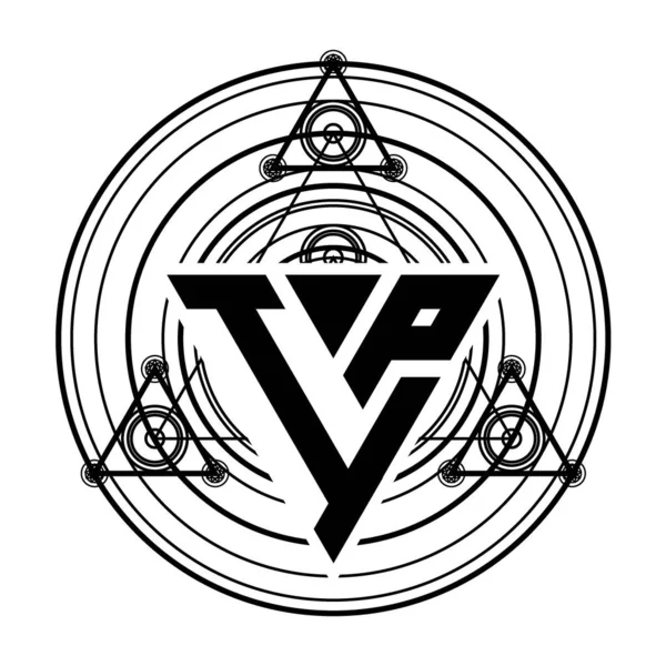 Logotipo Letra Monograma Con Plantilla Diseño Forma Triangular Con Ornamentos — Vector de stock