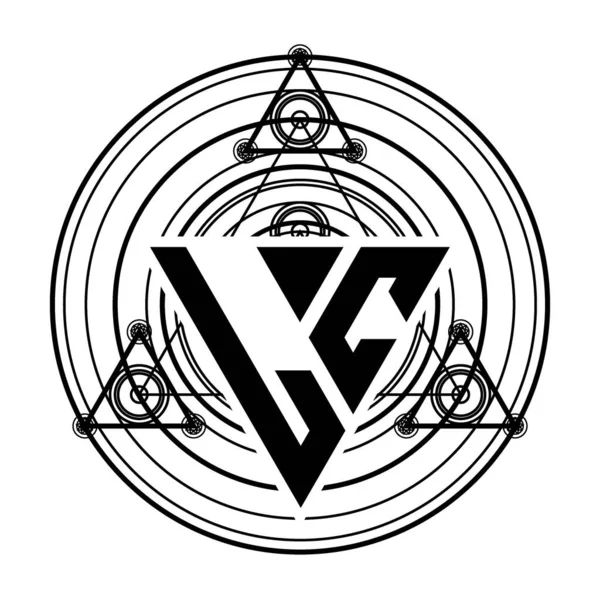 Logotipo Letra Monograma Com Modelo Design Forma Triangular Com Ornamentos —  Vetores de Stock