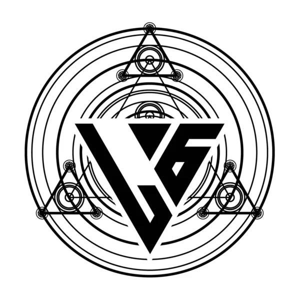 Monogram Letter Logo Triangular Shape Design Template Sacred Geometric Ornaments — Stock Vector
