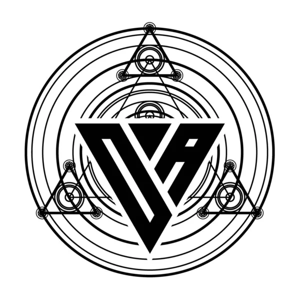Logo Lettera Monogramma Con Forma Triangolare Modello Design Con Ornamenti — Vettoriale Stock