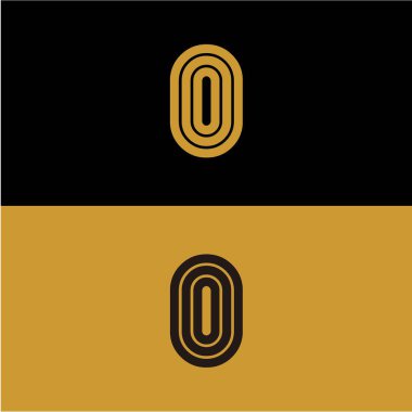 İlk 0 harfi monogram doğrusal desen, altın ve siyah paralel çizgiler yaratıcı geometrik şekiller, basit minimalist tarz kimlik işaretleri, moda düğün amblemleri, logolar ve daha fazlası. Siyah ve altın bir şablon ile