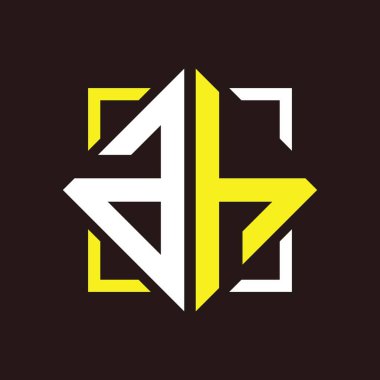 Siyah kareler ve arkaplanlar ile bir H İlk monogram dörtgeni