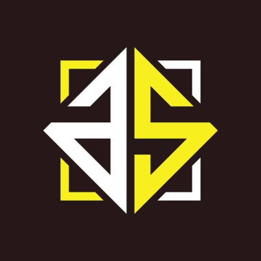 Siyah kareler ve arkaplanlar ile S İlk monogram dörtgeni