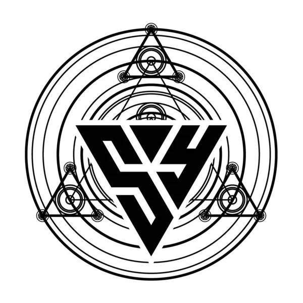 Monogram Písmeno Logo Trojúhelníkový Tvar Design Šablony Posvátné Geometrické Ozdoby — Stockový vektor