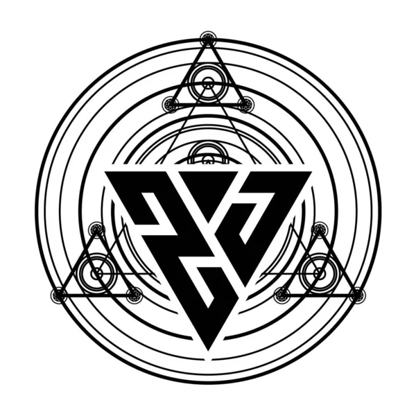 Logo Lettera Monogramma Con Forma Triangolare Modello Design Con Ornamenti — Vettoriale Stock