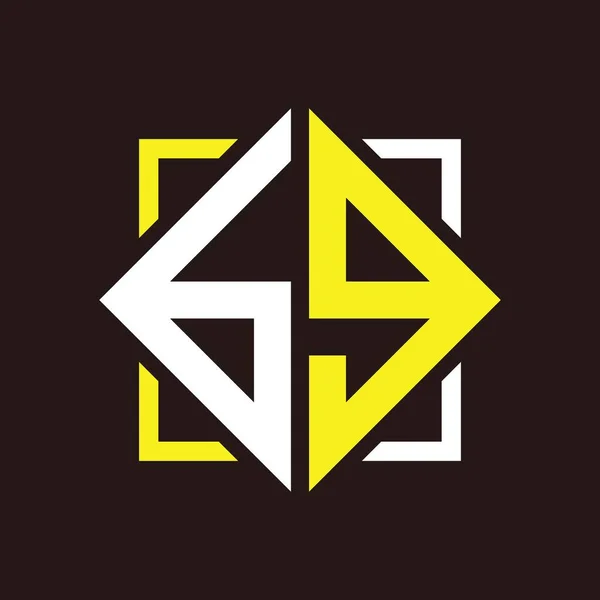 Initiële Monogram Vierhoek Met Vierkant — Stockvector