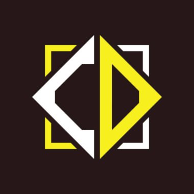 C O Başharfleri dörtgen kare ile monogram