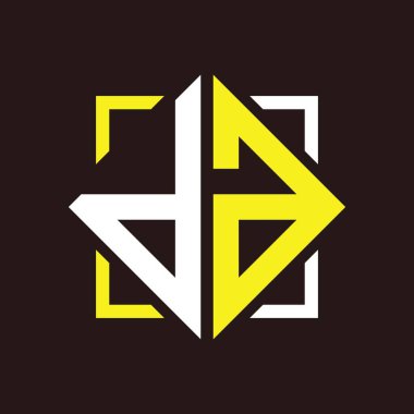 D A Baş harfleri dörtgen kare ile monogram