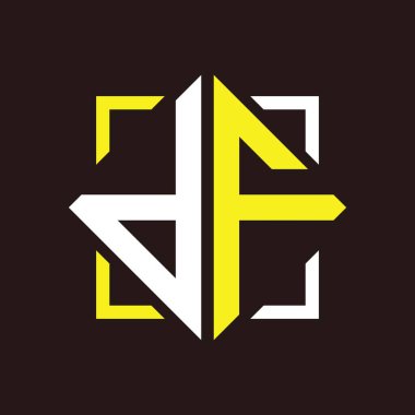 D F Başharfleri Kare ile dörtgen monogram
