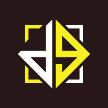 D G Baş harfleri dörtgen kare ile monogram