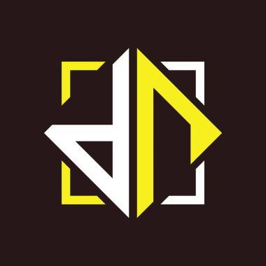 D N Baş harfleri dörtgen kare ile monogram