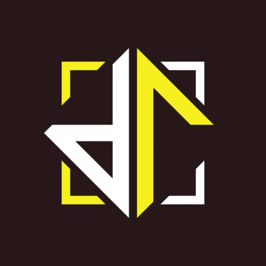 D R Baş harfleri dörtgen kare ile monogram