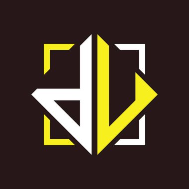 D U Başharfleri kare ile dörtgen monogram