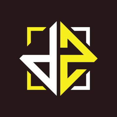 D Z Başharfleri kare ile dörtgen monogram