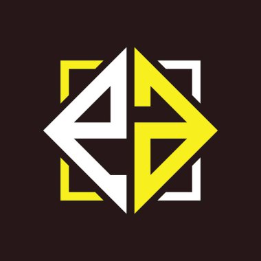 E A Baş harfleri dörtgen kare ile monogram