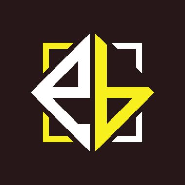 E B Başharfleri Kare ile dörtgen monogram