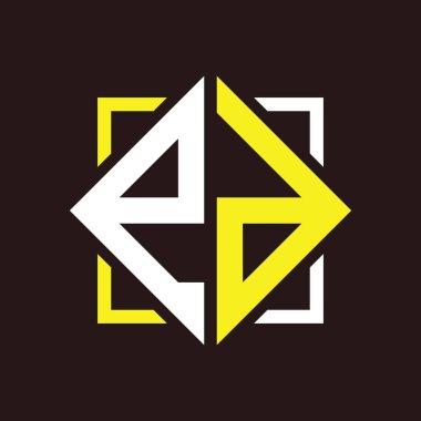E D Baş harfleri Kare ile dörtgen monogram