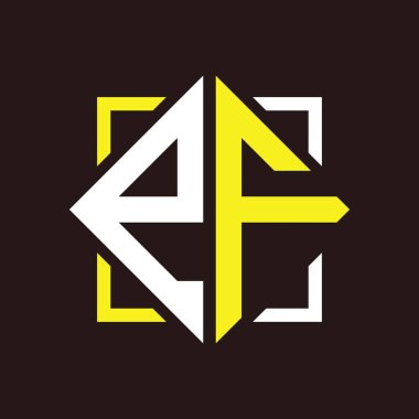 E F Başharfleri Kare ile dörtgen monogram