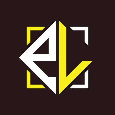 E L Başharfleri kare ile dörtgen monogram