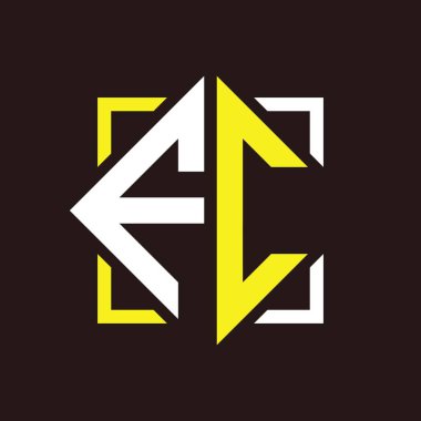 F C Başharfleri kare ile dörtgen monogram