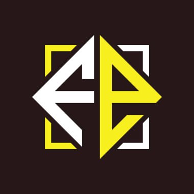 F E Başharfleri kare ile dörtgen monogram