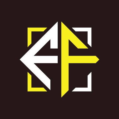 F F Başharfleri Kare ile dörtgen monogram