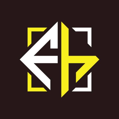 F H Başharfleri kare ile dörtgen monogram