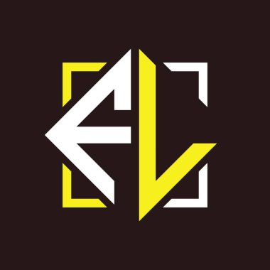 F L Başharfleri kare ile dörtgen monogram