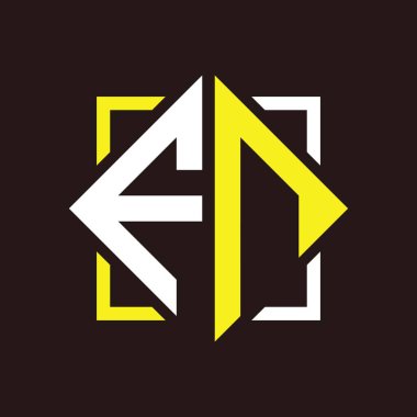 F N Başharfleri dörtgen kare ile monogram