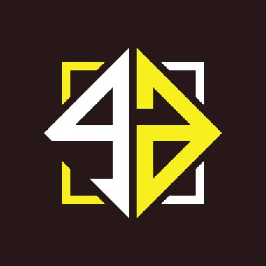 G A Baş harfleri dörtgen kare ile monogram