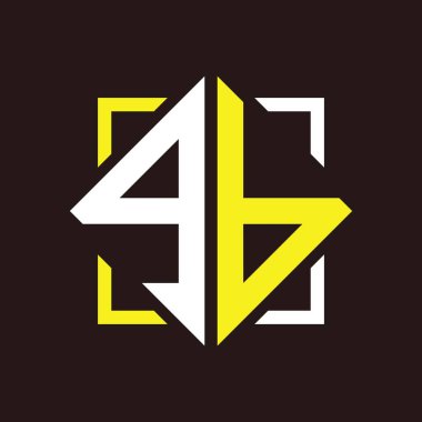 G B Başharfleri Kare ile dörtgen monogram