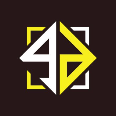 G D Baş harfleri dörtgen kare ile monogram