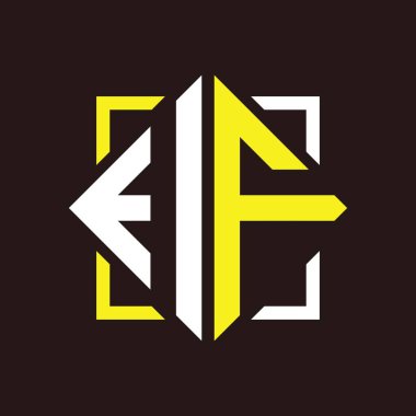 I F Baş harfleri dörtgen kare ile monogram