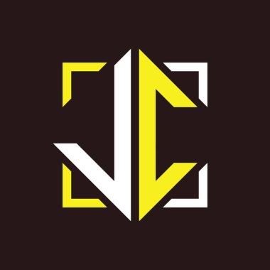 J C Başharfleri kare ile dörtgen monogram