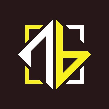 N B Başharfleri Kare ile dörtgen monogram