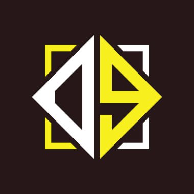 O G Baş harfleri dörtgen kare ile monogram