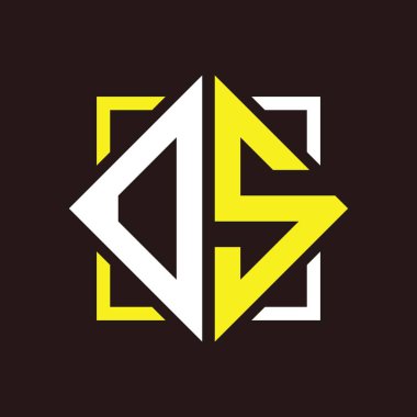 O S Baş harfleri dörtgen kare ile monogram