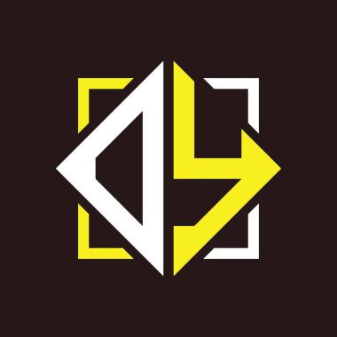 O Y Baş harfleri kare ile dörtgen monogram