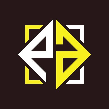 P A Baş harfleri dörtgen kare ile monogram