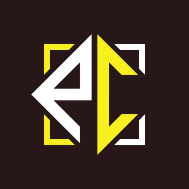 P C Başharfleri kare ile dörtgen monogram