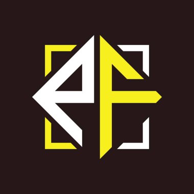 P F Başharfleri Kare ile dörtgen monogram