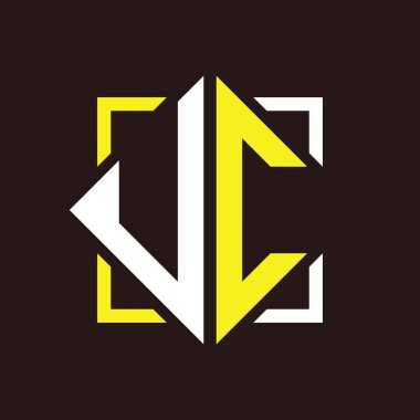U C Başharfleri kare ile dörtgen monogram