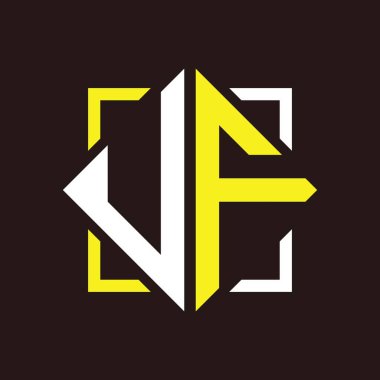 U F Başharfleri Kare ile dörtgen monogram