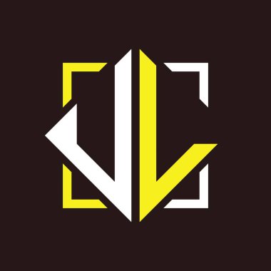 U L Başharfleri kare ile dörtgen monogram