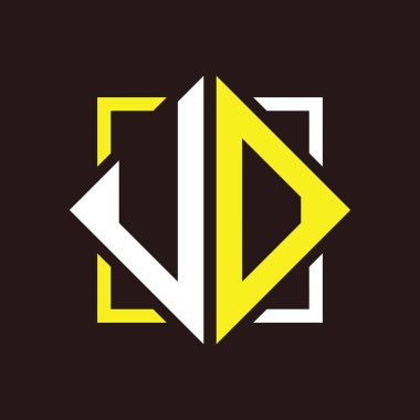 U O Baş harfleri dörtgen kare ile monogram