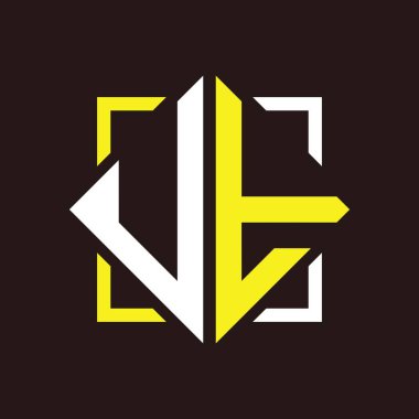 U T Başharfleri dörtgen kare ile monogram