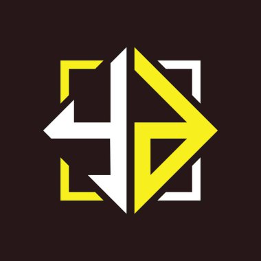 Y D Baş harfleri dörtgen kare ile monogram