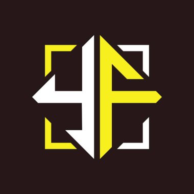 Y F Baş harfleri dörtgen kare ile monogram