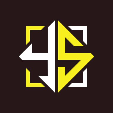 Y S Baş harfleri dörtgen kare ile monogram