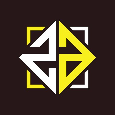 Z A Baş harfleri kare ile dörtgen monogram
